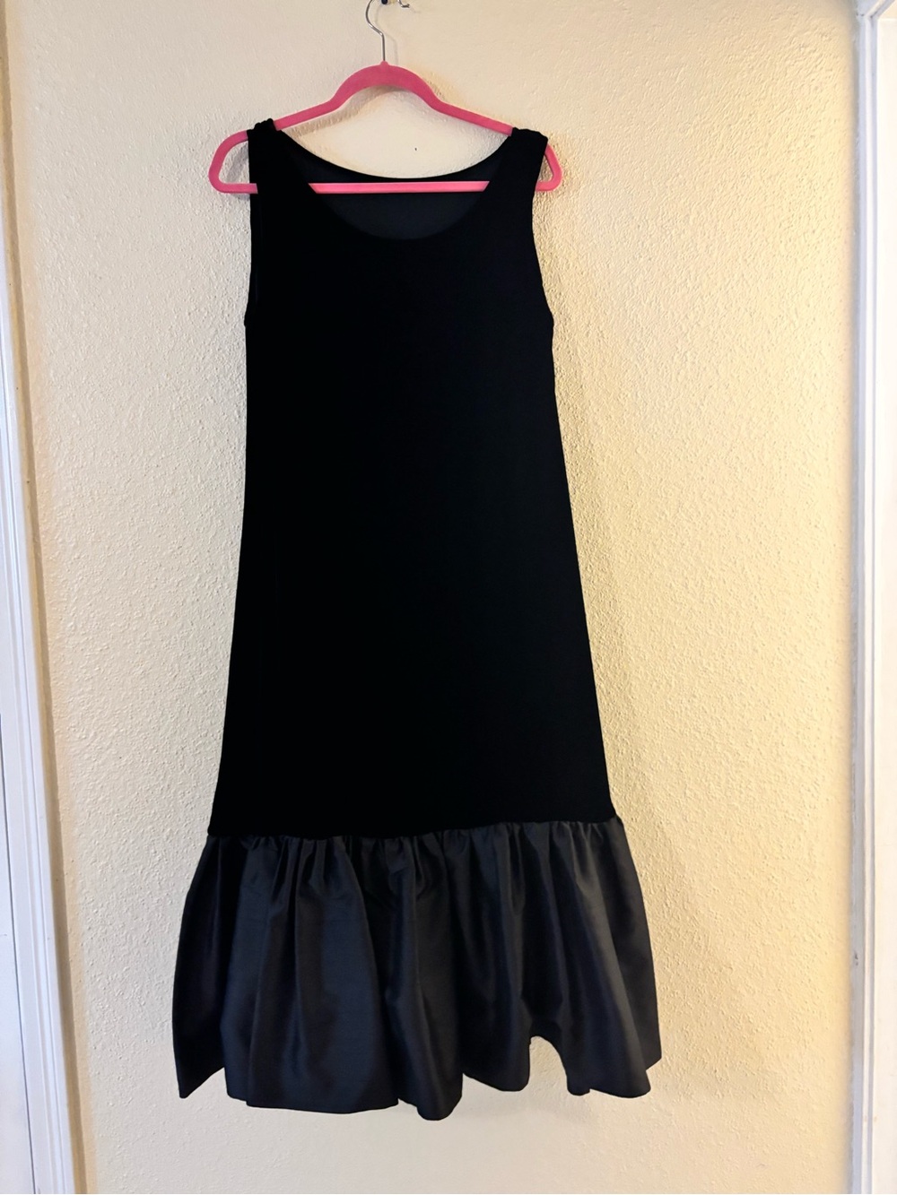 Vintage Black Velvet Drop Waist Rayon Silk Dress M